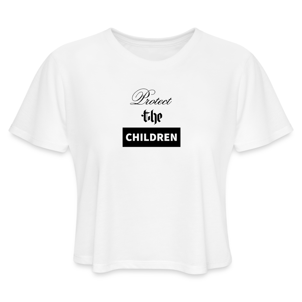 Women's Cropped PROTECT THE CHILDREN T-Shirt - white