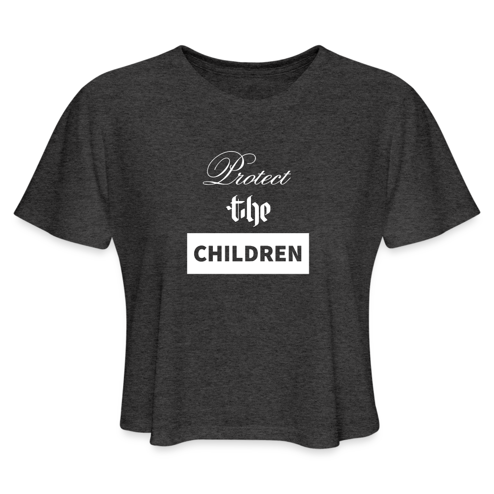 Women's Cropped PROTECT THE CHILDREN T-Shirt - deep heather