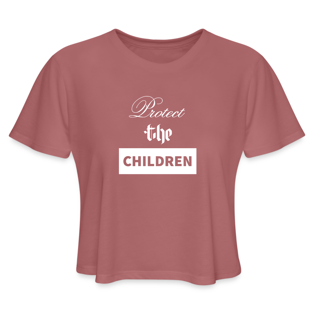 Women's Cropped PROTECT THE CHILDREN T-Shirt - mauve