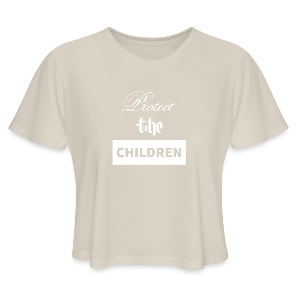 Women's Cropped PROTECT THE CHILDREN T-Shirt - dust