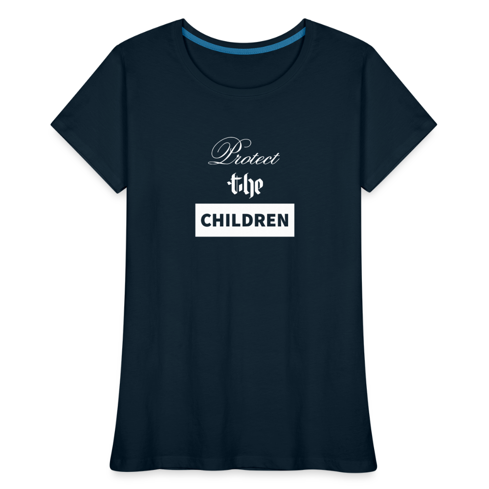 Women’s Premium PROTECT THE CHILDREN Organic T-Shirt - deep navy