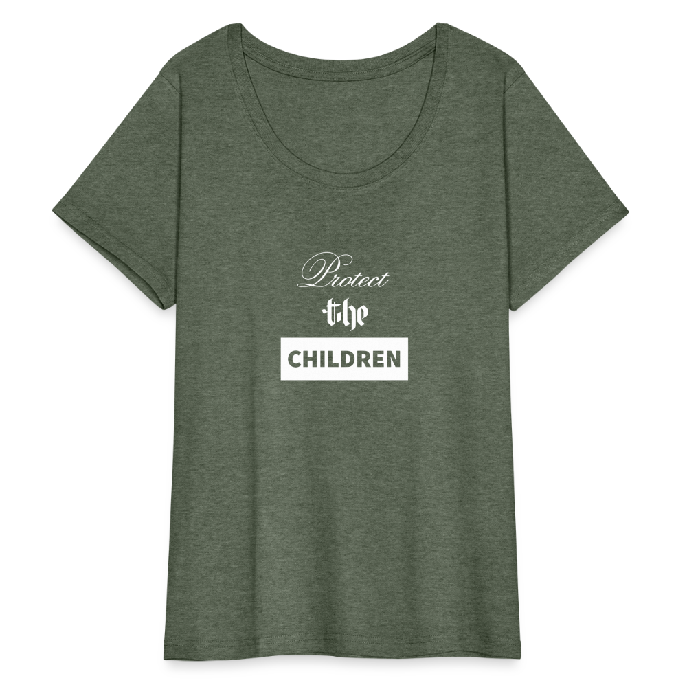 Women’s Curvy PROTECT THE CHILDREN T-Shirt - heather military green